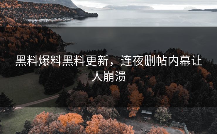 黑料爆料黑料更新，连夜删帖内幕让人崩溃