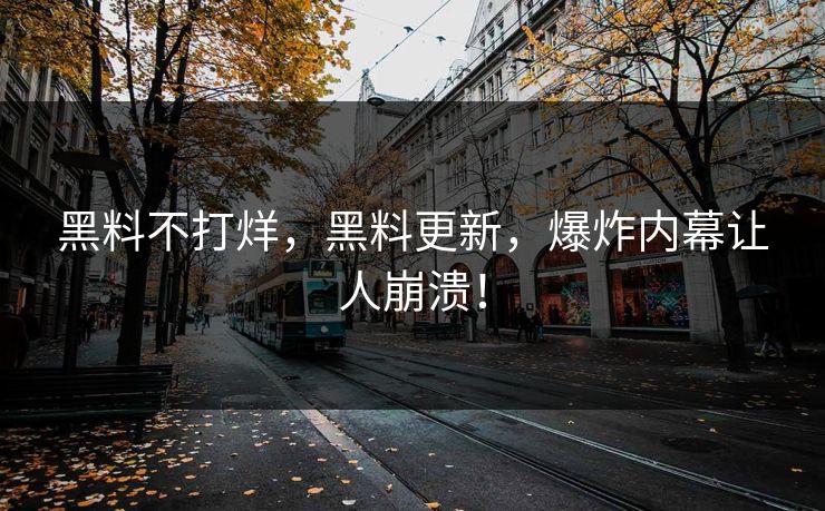 黑料不打烊，黑料更新，爆炸内幕让人崩溃！