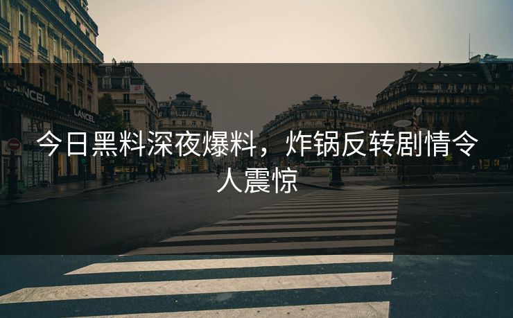 今日黑料深夜爆料，炸锅反转剧情令人震惊