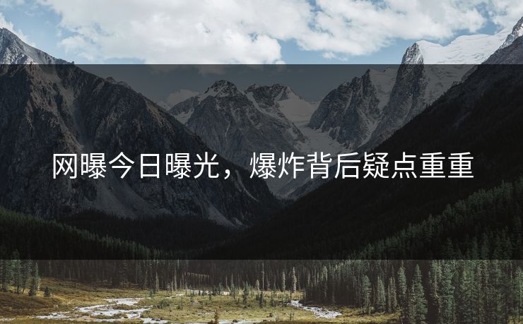 网曝今日曝光，爆炸背后疑点重重