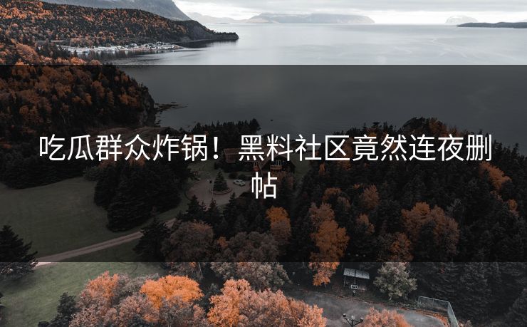 吃瓜群众炸锅！黑料社区竟然连夜删帖