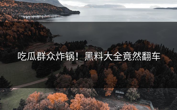 吃瓜群众炸锅！黑料大全竟然翻车