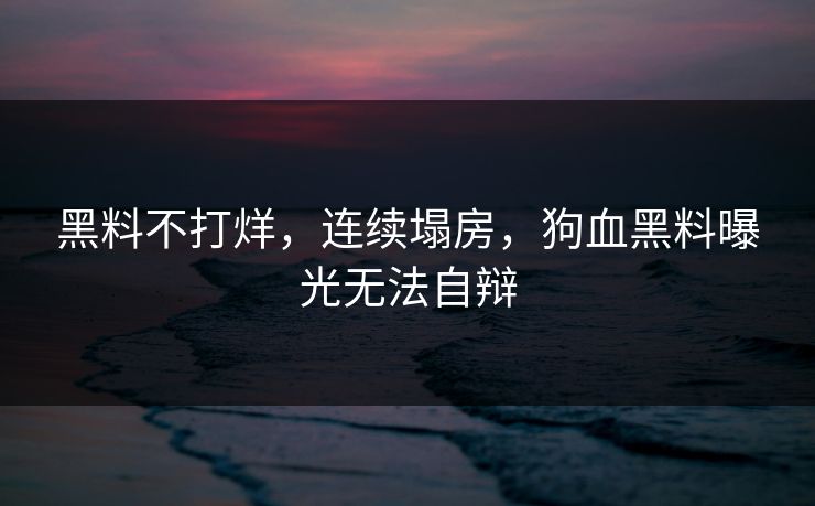 黑料不打烊，连续塌房，狗血黑料曝光无法自辩