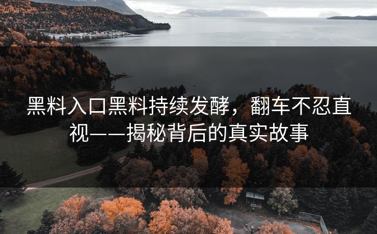 黑料入口黑料持续发酵，翻车不忍直视——揭秘背后的真实故事