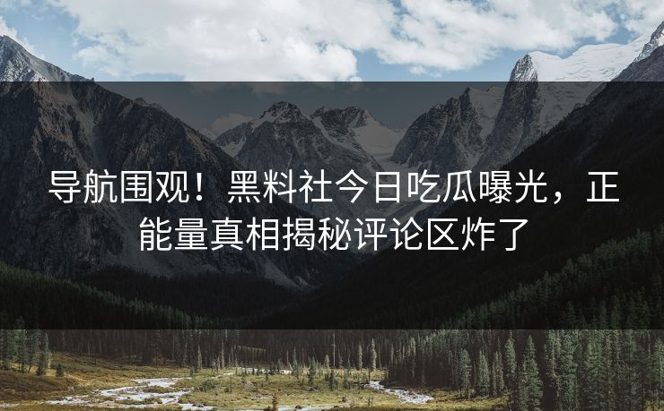 导航围观！黑料社今日吃瓜曝光，正能量真相揭秘评论区炸了