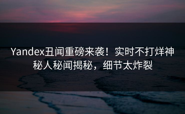 Yandex丑闻重磅来袭！实时不打烊神秘人秘闻揭秘，细节太炸裂