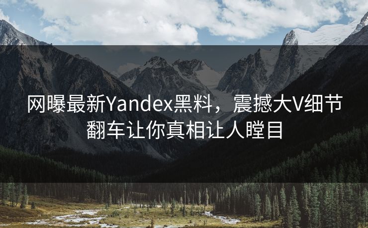 网曝最新Yandex黑料，震撼大V细节翻车让你真相让人瞠目
