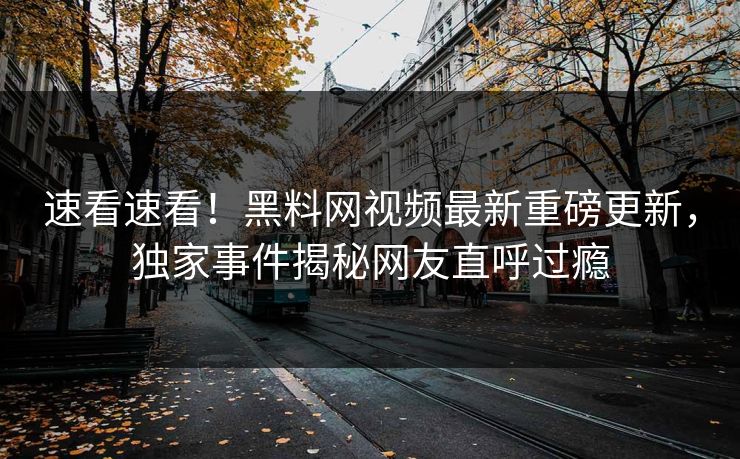 速看速看！黑料网视频最新重磅更新，独家事件揭秘网友直呼过瘾