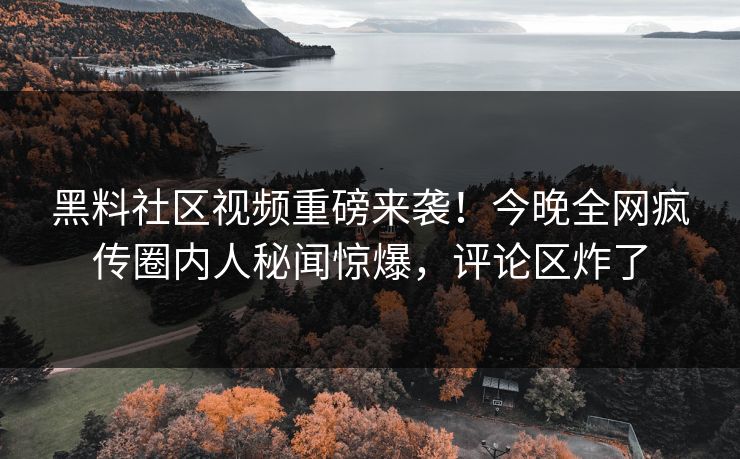 黑料社区视频重磅来袭！今晚全网疯传圈内人秘闻惊爆，评论区炸了