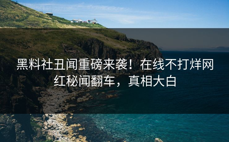 黑料社丑闻重磅来袭！在线不打烊网红秘闻翻车，真相大白
