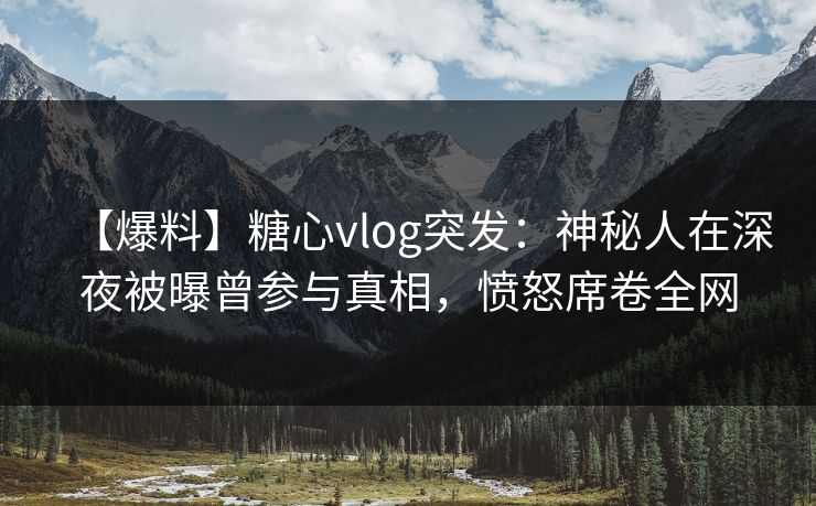 【爆料】糖心vlog突发：神秘人在深夜被曝曾参与真相，愤怒席卷全网