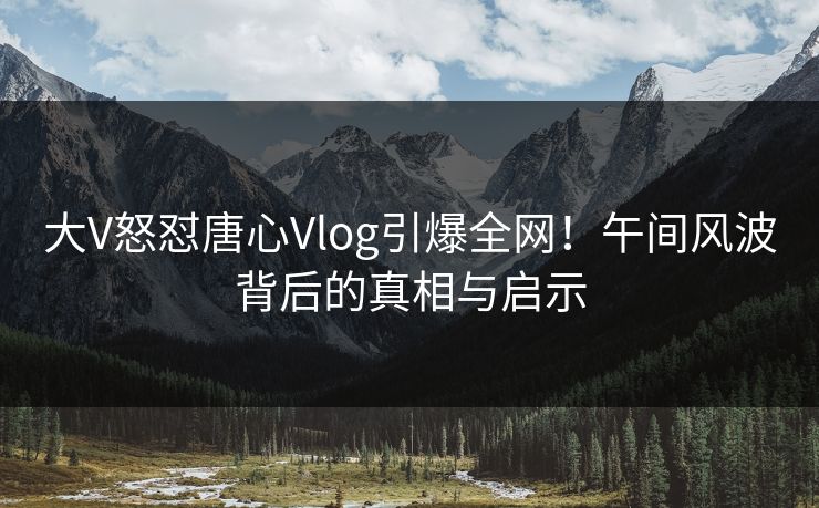 大V怒怼唐心Vlog引爆全网！午间风波背后的真相与启示