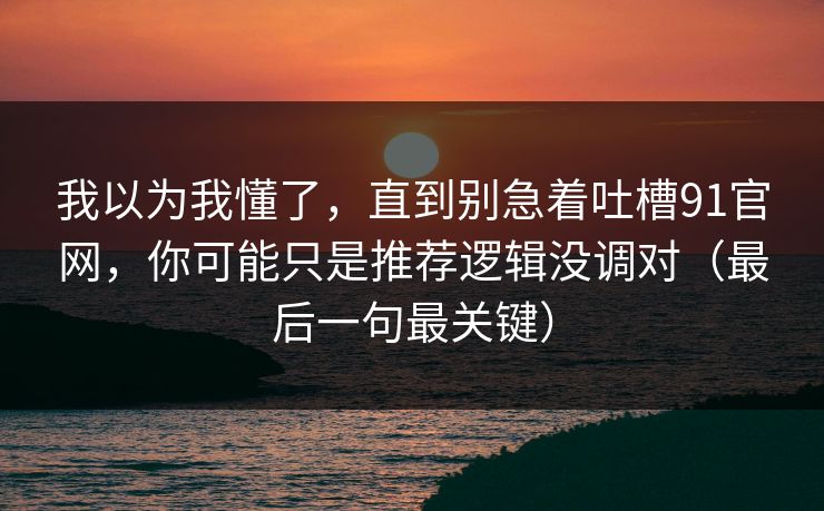 我以为我懂了，直到别急着吐槽91官网，你可能只是推荐逻辑没调对（最后一句最关键）
